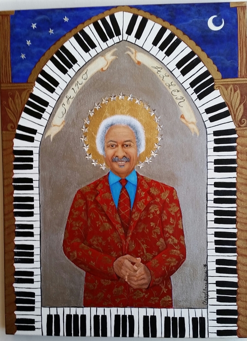 Saint Allen by Cheryl Anne Grace | Acrylic, mixed media on deep canvas Saint Allen